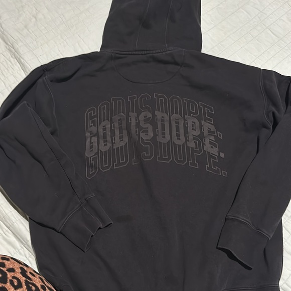 BLack HOODED SWEATSHIRT, GOD IS DOPE , JUST GOD - Picture 2 of 2